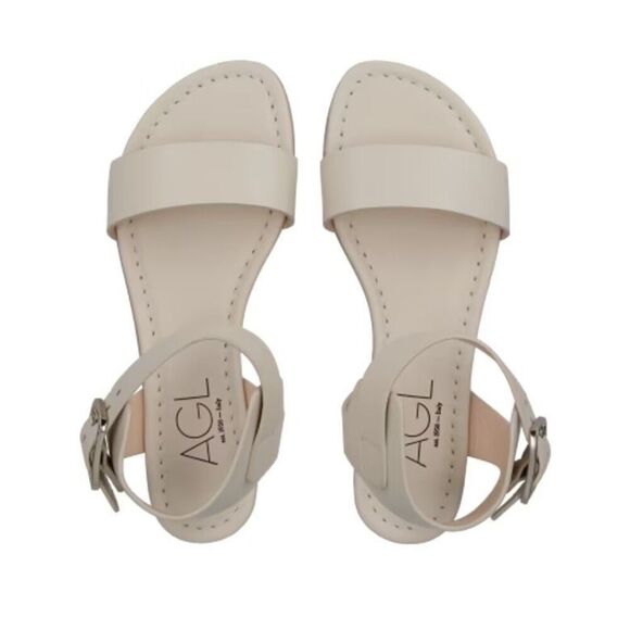 AGL Women's Light Beige Leather Gladiator Ankle Strap Sandals Size 39 - Picture 1 of 8